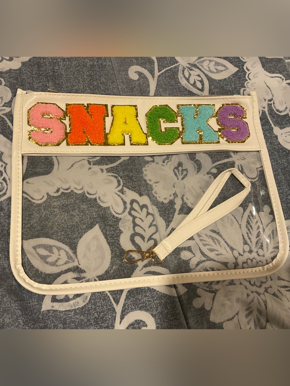White Chenille Letter Bag
